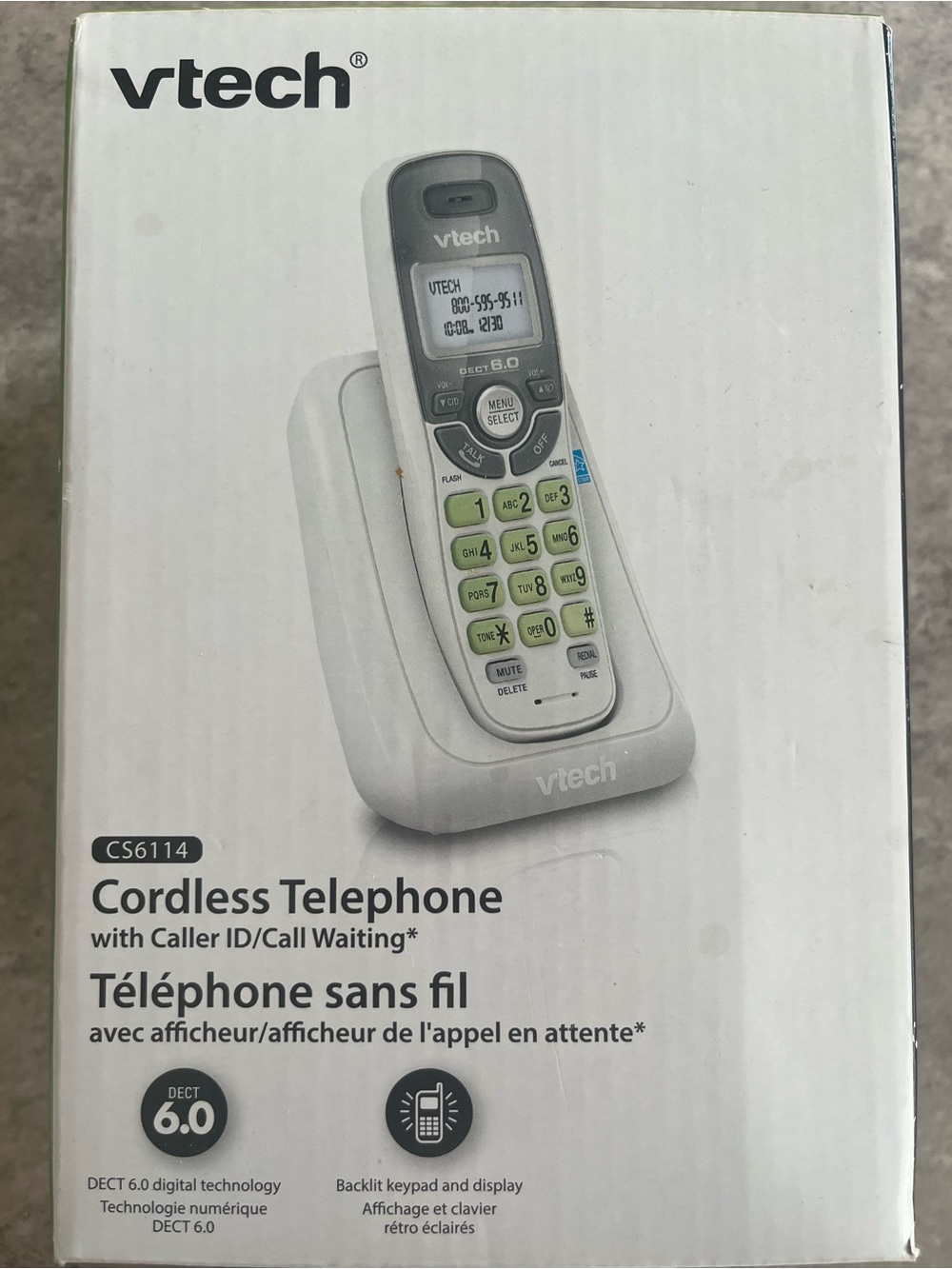 VTech CS6114 Cordless Telephone in White and Green